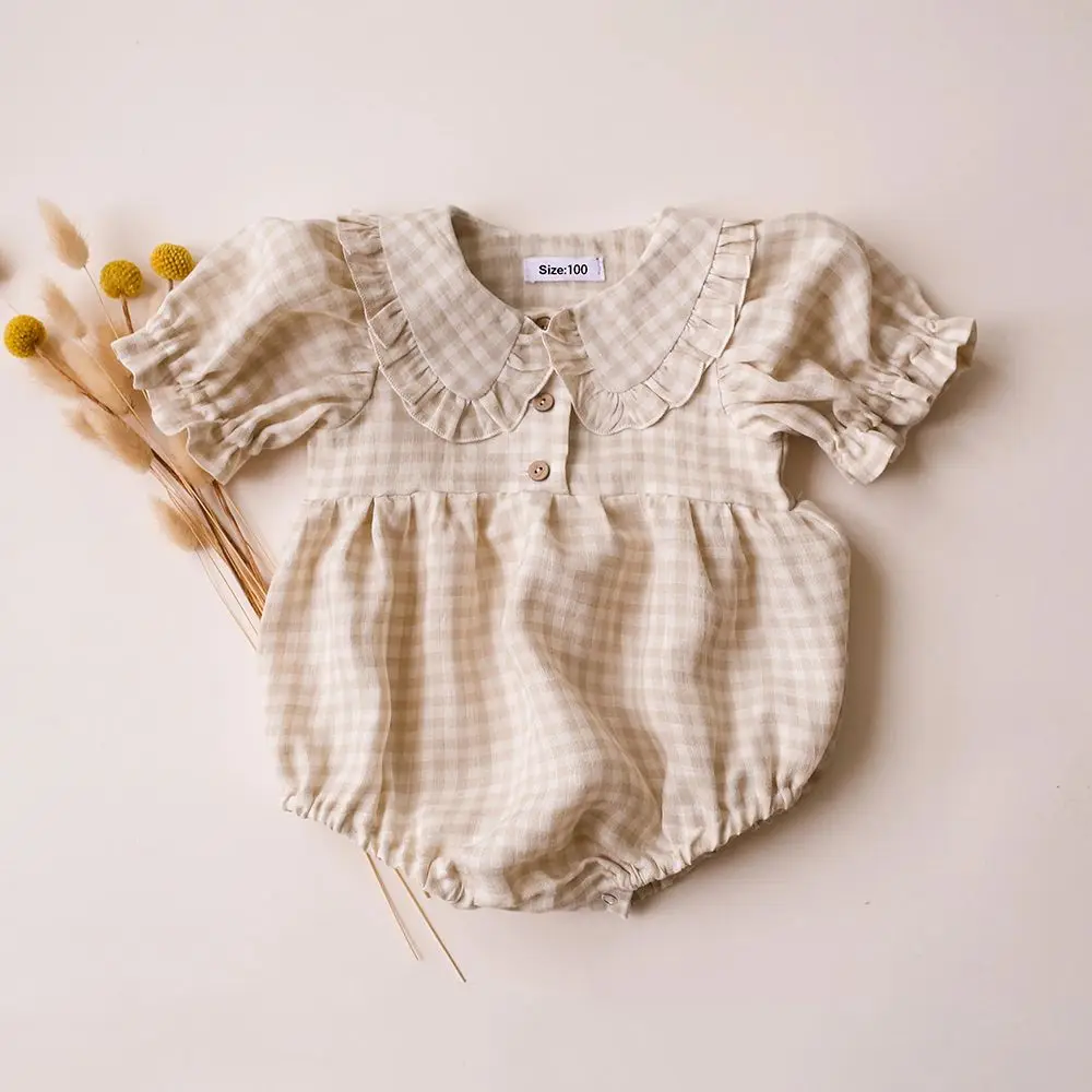 Baby Clothing Stores - Plaid Baby Girl Jumpsuit Cotton Infant