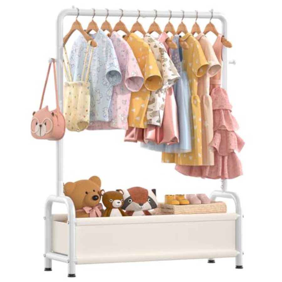 Baby Clothing Wardrobe - Clothing Rack with Storage Shelf Dress