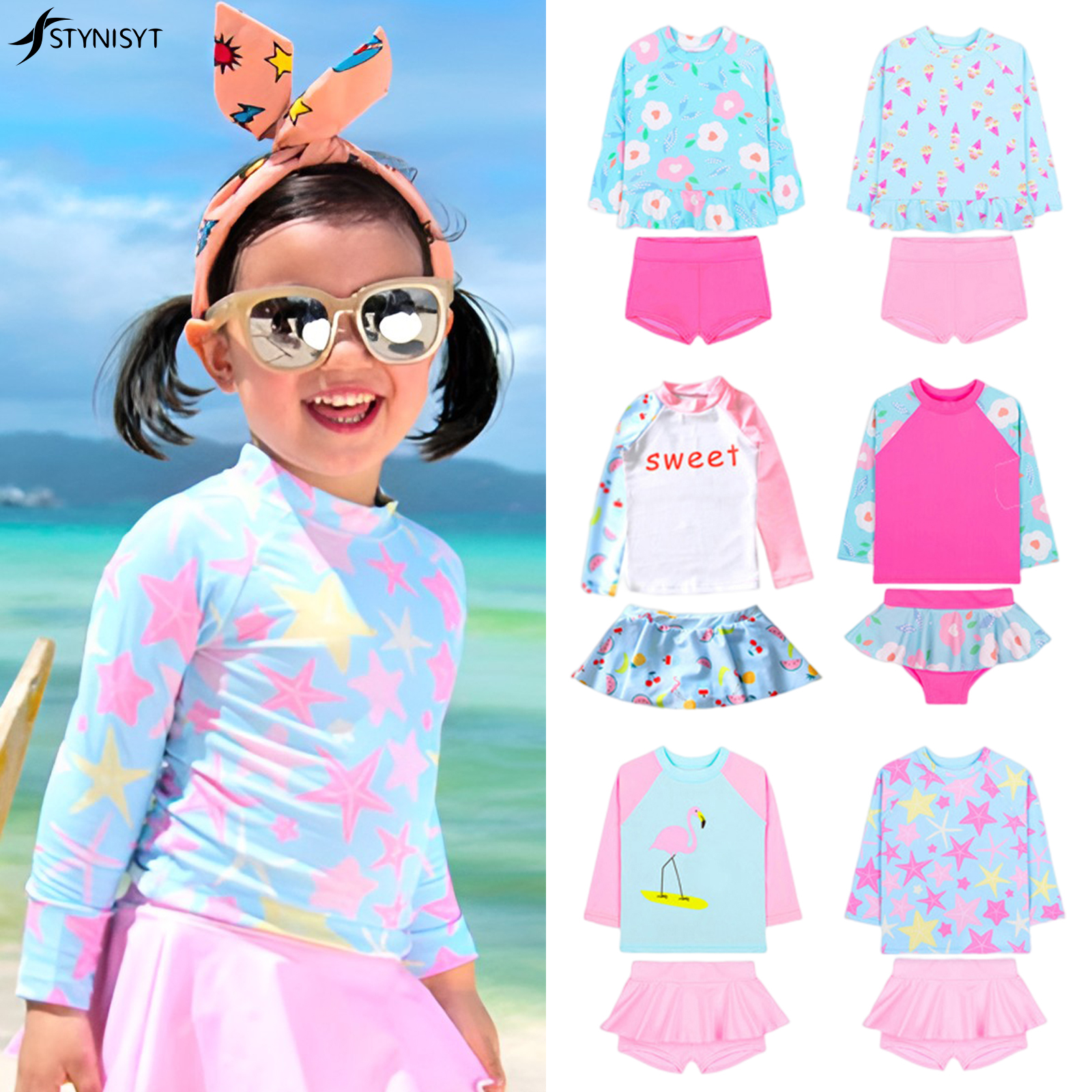 Girls Printed Long Sleeves Swi - Baby Swimwear Uv incelemesi ve fiyatı