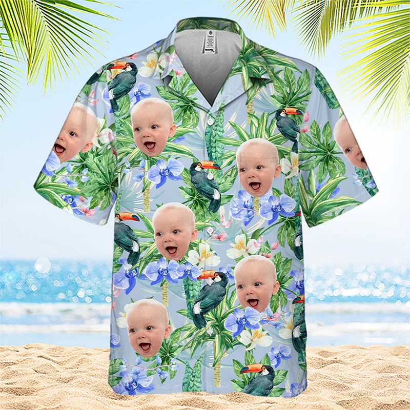 Face Photo Baby Shirts For Men - Baby Clothing Hawaii incelemesi ve fiyatı