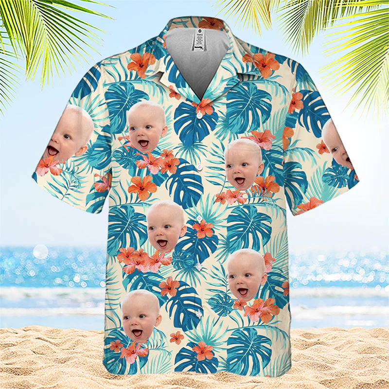 Face Photo Baby Shirts For Men - Baby Clothing Hawaii incelemesi ve fiyatı