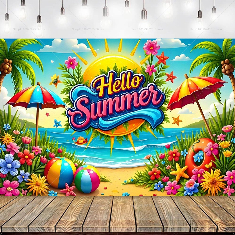 Summer Pool Party Backdrops Ho - Baby Clothing Hawaii incelemesi ve fiyatı