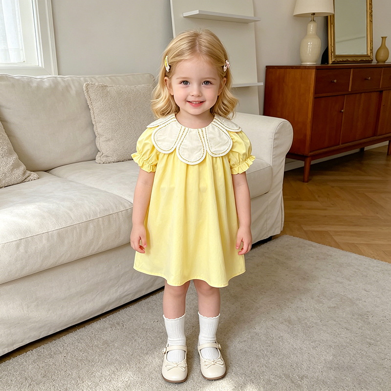 Summer New 2-6Yrs Baby Dress G - Baby Clothing Yellow incelemesi ve fiyatı